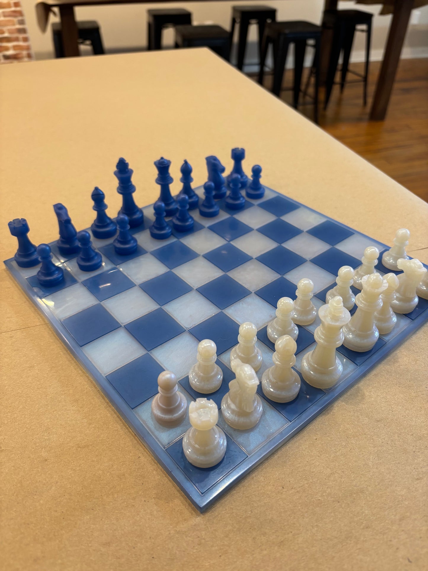 Resin Chess Set Board & Pieces NO Flowers