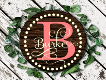 Burke Initial with Boarder Personalized Name