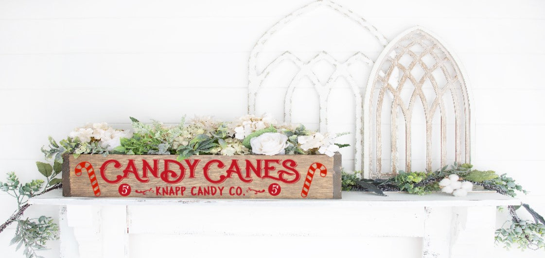 Candy Cane - Personalized Name at Bottom Centerpiece Box