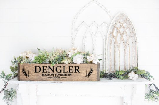 Last Name Wheat Personalized Centerpiece Box