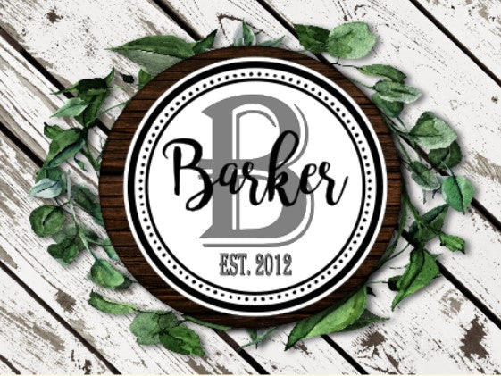 Circle Boarder Monogram Personalized Name