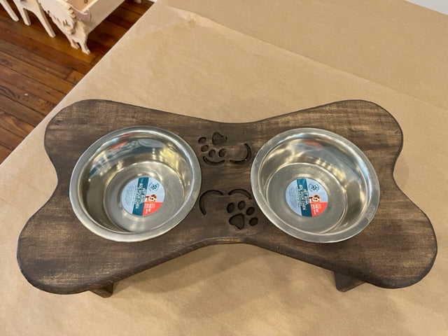 Dog Bowl Riser With Bowls