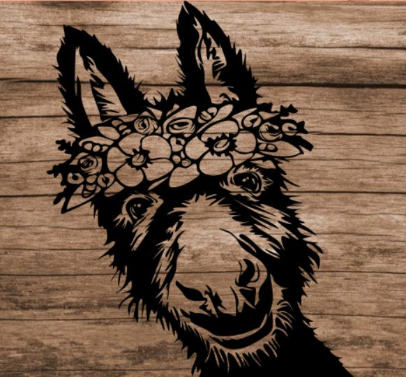 Donkey with Flower Crown
