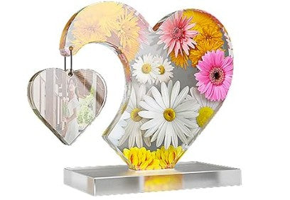 Resin Heart With Small Picture Frame With Dried Flowers
