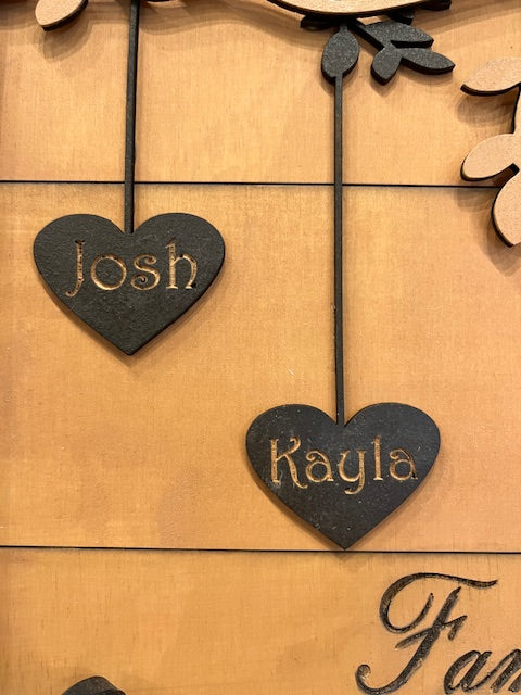 Laser Birds on a Branch w/Engraved Names
