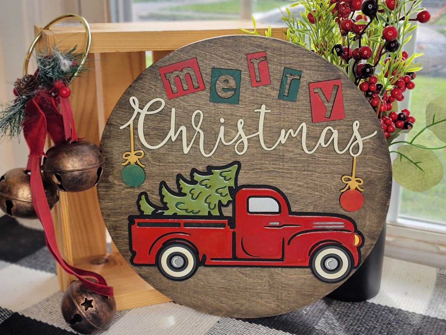 Merry Christmas Truck 3D Laser Cut w/Liquid Glass Finish