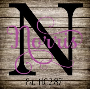 Norris Initial Personalized Name