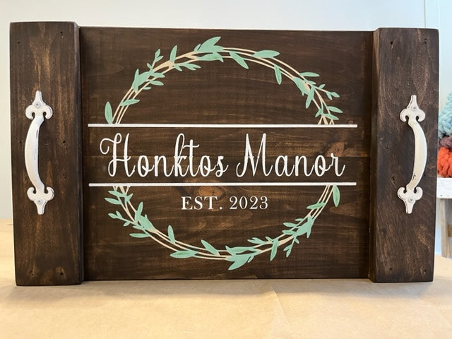 Last Name Wreath Farmhouse Tray