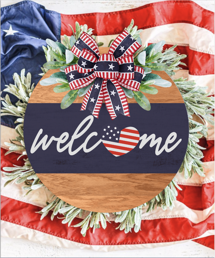 Welcome Heart Flag Round