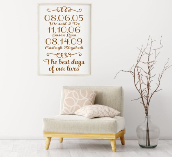 The Best Days of Our Lives Personalized Dates and Names