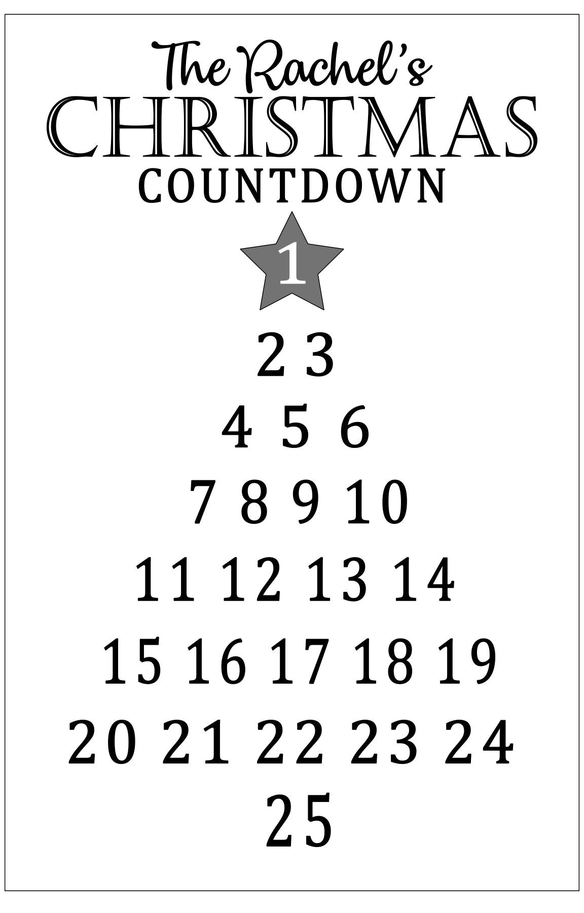 Christmas Countdown Personalized Name