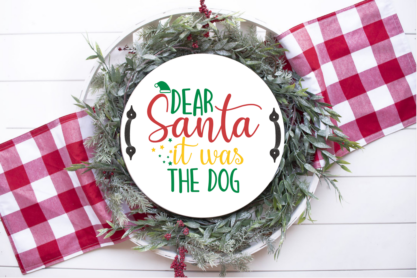 Dear Santa Dog 12" Tray With Handles