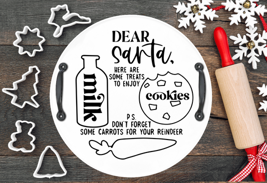 Dear Santa Milk Cookies Tray 18" With Handles