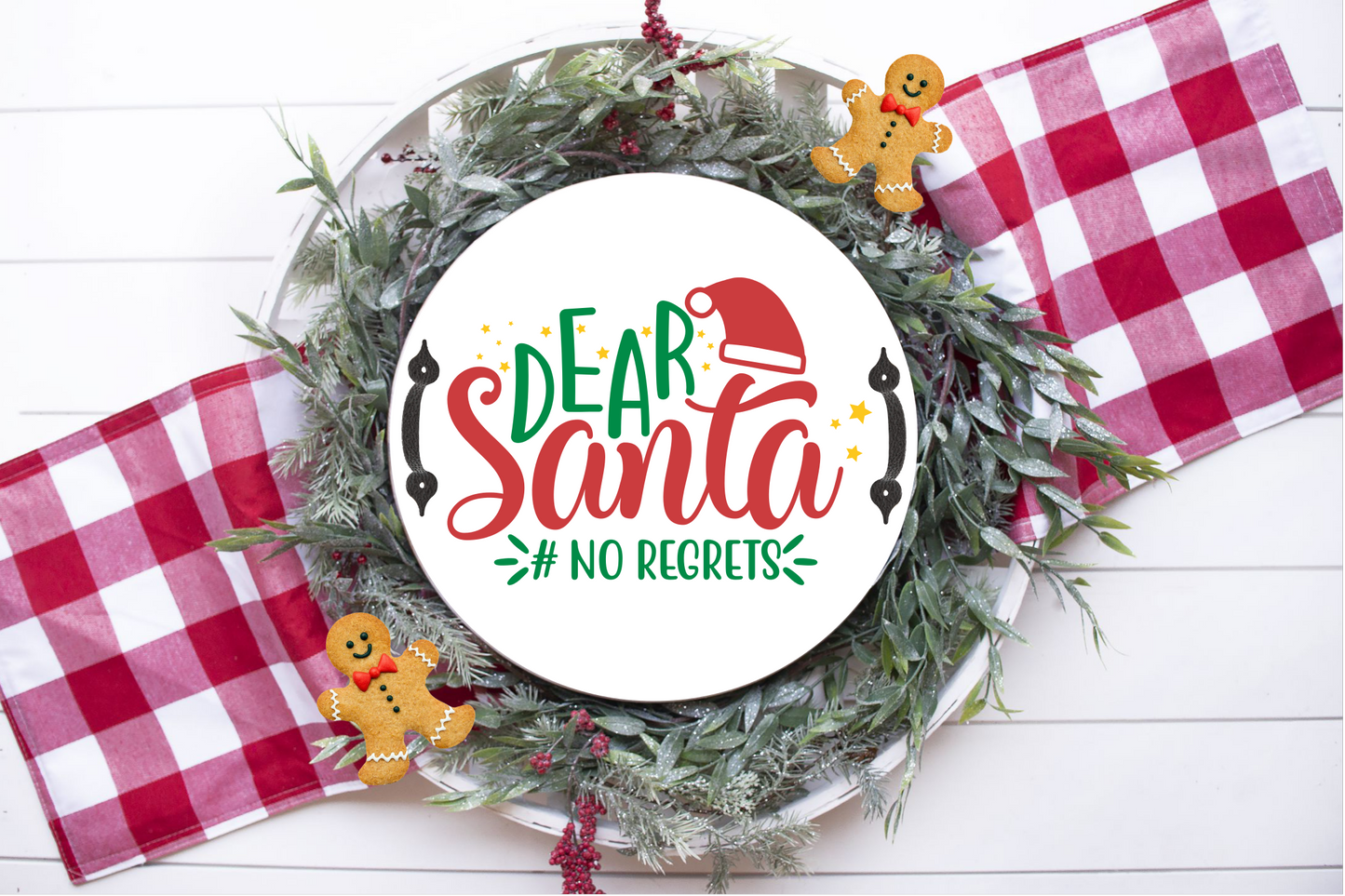 Dear Santa No Regrets 18" Tray With Handles