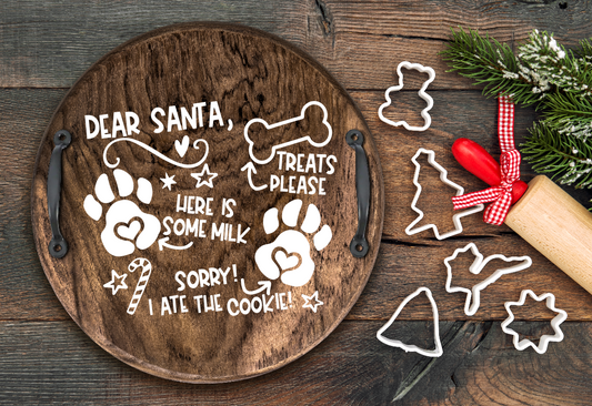 Dear Santa Treat Tray 18" Tray With Handles