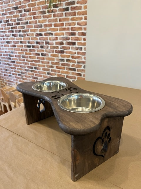 Dog Bowl Riser With Bowls