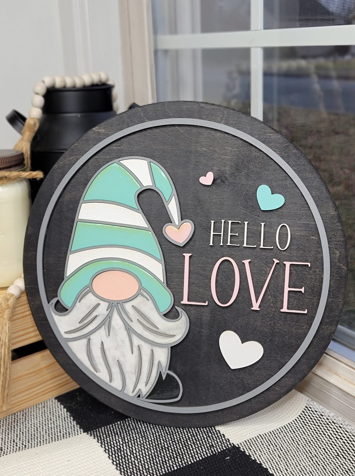 Gnome Hello Love 3D Laser Cut w/Liquid Glass Finish