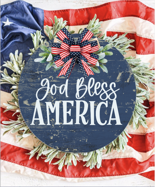 God Bless America Rustic Round