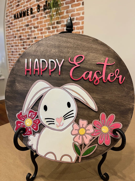 Happy Easter Bunny 3D Laser Cut w/Liquid Glass Finish