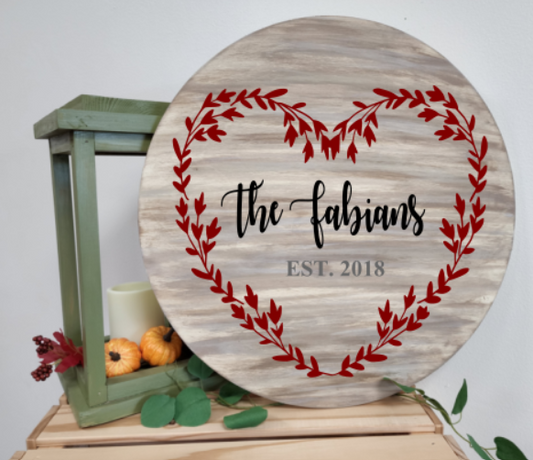Heart Vine With Family Name Personalized
