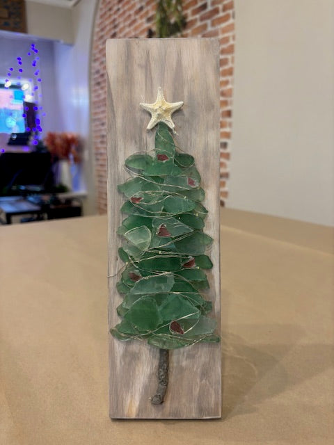Sea Glass Tree on Board PAIR