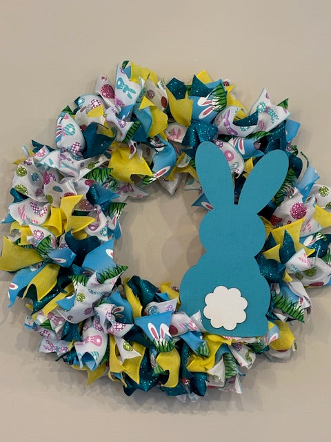 Easter Wreath w/ Large Blue Bunny