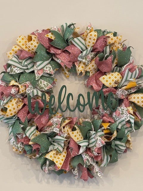 Spring Wreath w/ Green Welcome