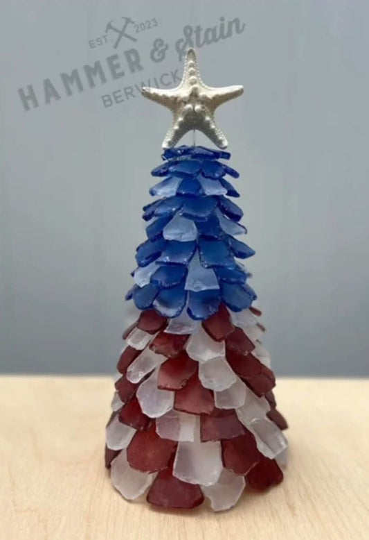 Sea Glass Patriotic Tree