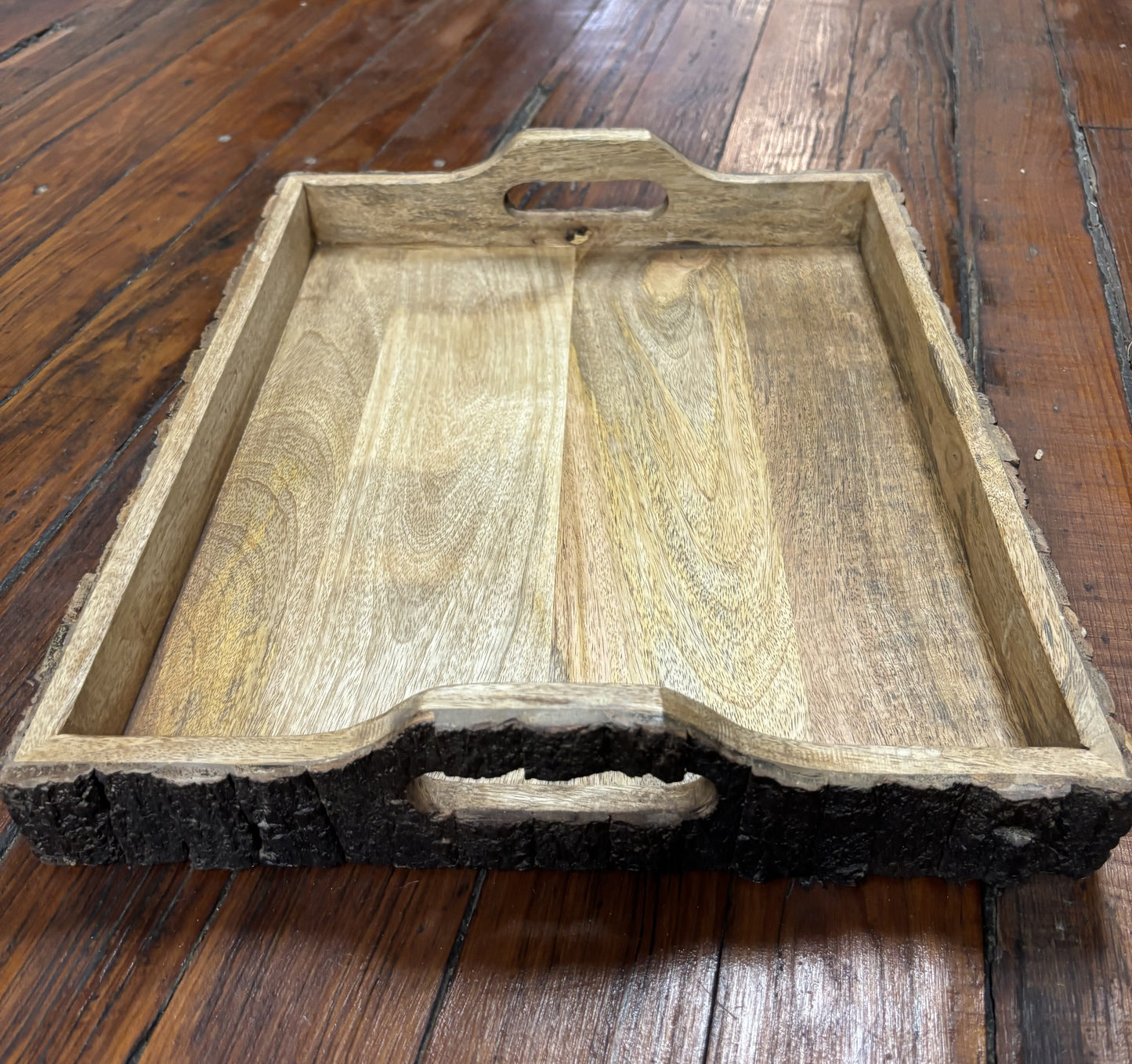 Wood Tray Bark Sides 14.5x17.5