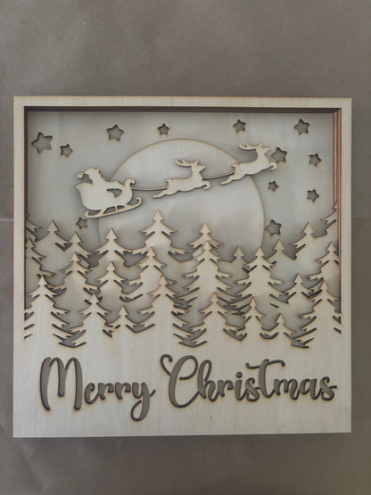 Santa & Reindeer Merry Christmas Multilayer