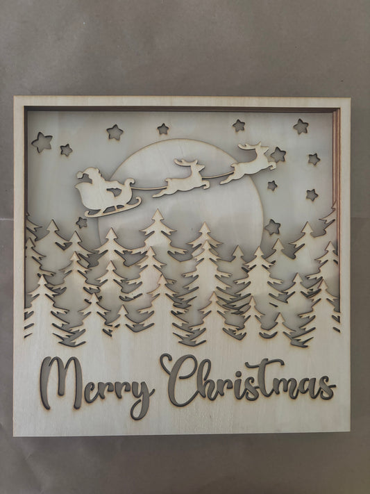 Santa & Reindeer Merry Christmas Multilayer