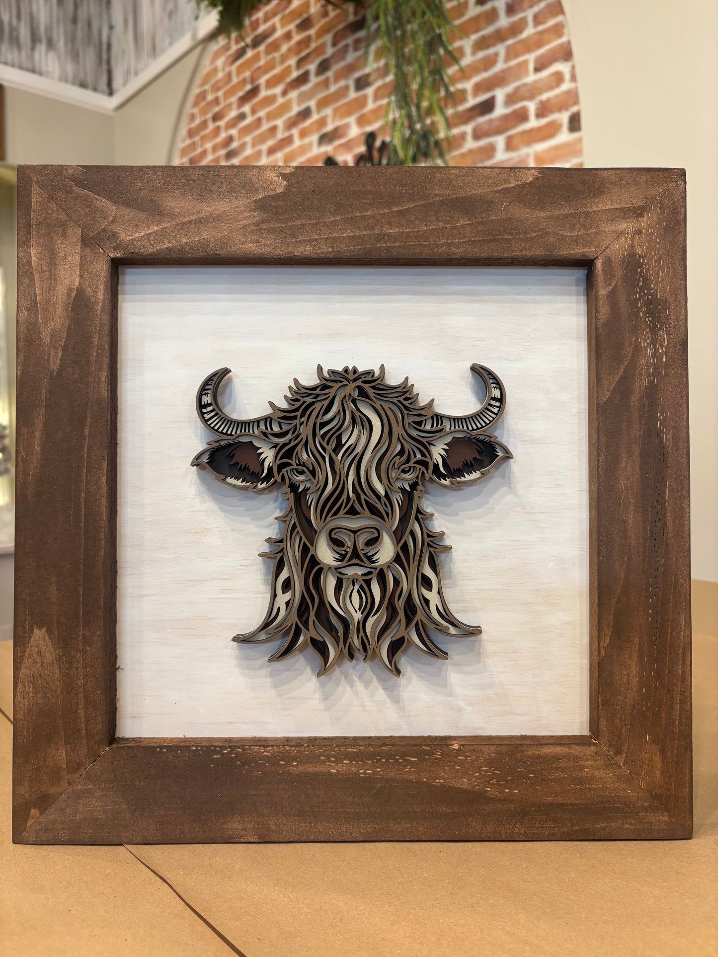 Highland Cow Framed Multilayer