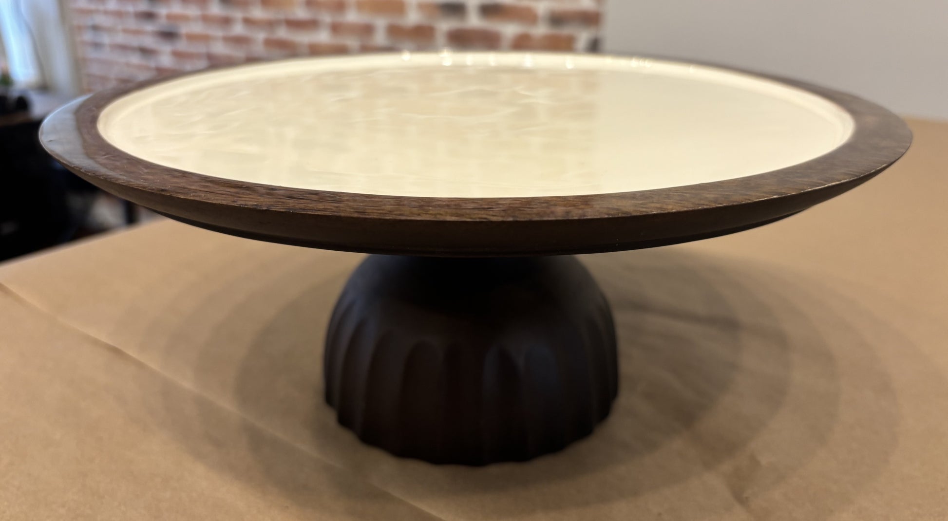 Wood Cake Plate Raised 12x5.5