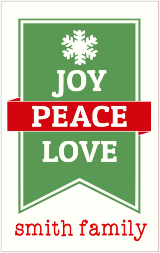 Joy Peace Love Banner - Personalized Name