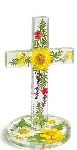 Resin Cross With Dried Flowers