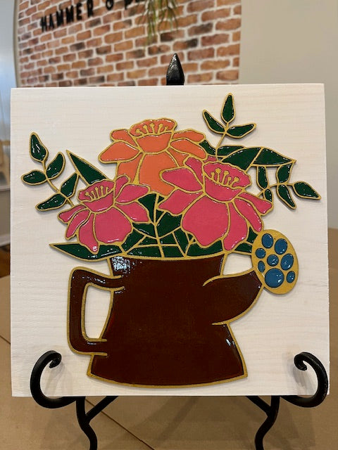 Water Can with Flowers 3D Laser Cut w/Liquid Glass Finish