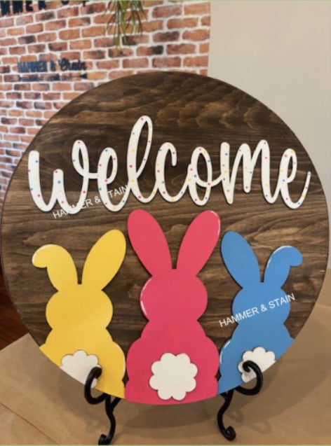 Welcome 3 Bunnies 3D Laser Cut