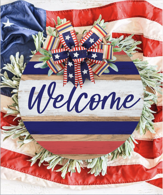 Welcome Stripes Round